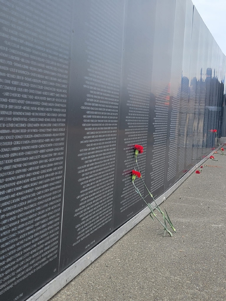 This is the traveling Cost of Freedom wall at Ocean Shores, Washington.